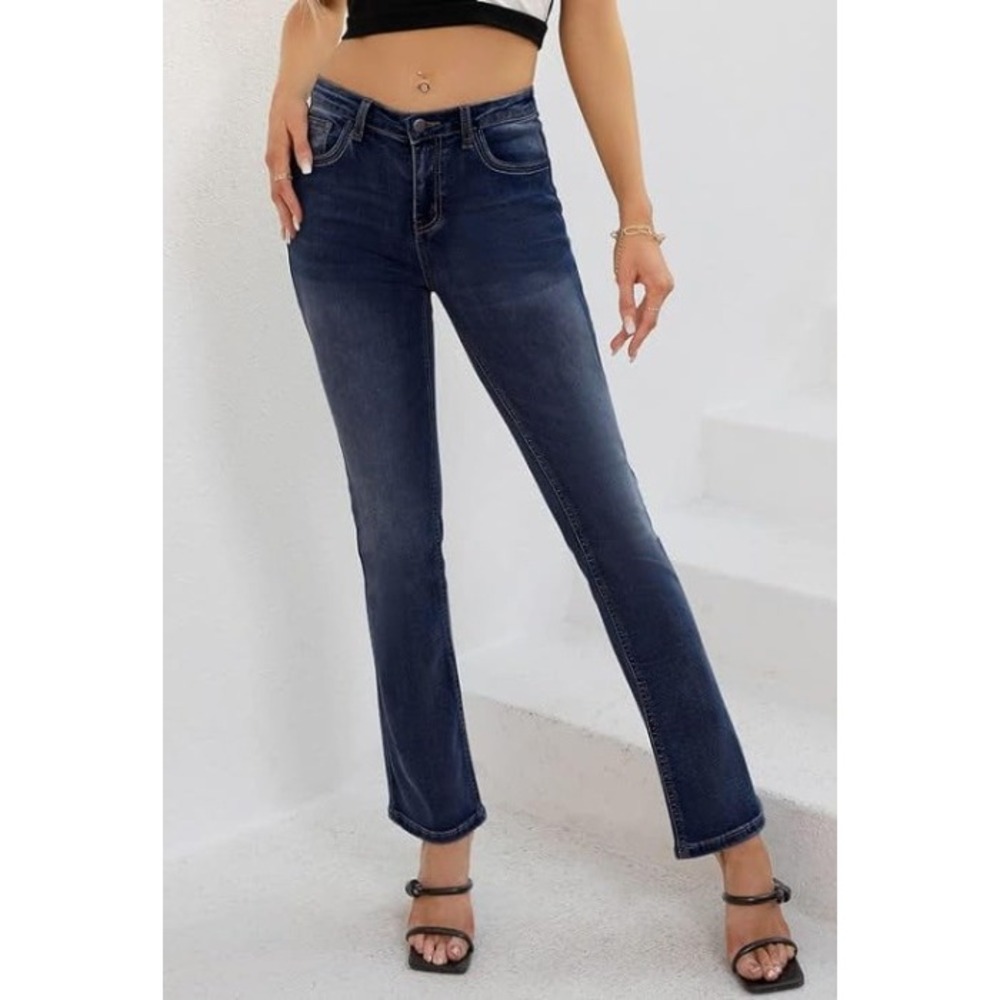 NWT- PEIHOT Bootcut Jeans Women XXL Blue‎ Mid Rise Stretchy Embroidered Pocket - Picture 3 of 5